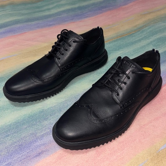 Cole Haan Grand+ Wingtip Oxford Men Size 11.5 Black Leather Comfort Shoes C36938 main image 4